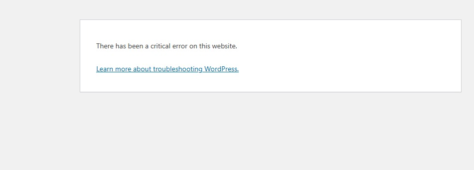 critical error on website